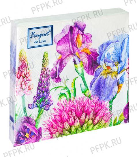 Салфетки бум. BOUQUET de LUXE 24х24, 3-сл.,с рис. (25 листов) Декоративные ирисы [15/15]