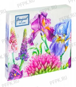 Салфетки бум. BOUQUET de LUXE 24х24, 3-сл.,с рис. (25 листов) Декоративные ирисы..