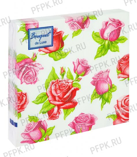 Салфетки бум. BOUQUET de LUXE 24х24, 3-сл.,с рис. (25 листов) Красные розы [15/15]