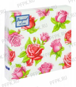 Салфетки бум. DESNA BOUQUET de LUXE 24х24, 3-сл.,с рис. (25 листов) Красные розы [15/15]