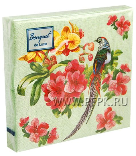 Салфетки бум. BOUQUET de LUXE 24х24, 3-сл.,с рис. (25 листов) Райский сад [15/15]