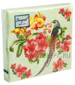 Салфетки бум. BOUQUET de LUXE 24х24, 3-сл.,с рис. (25 листов) Райский сад [15/15..