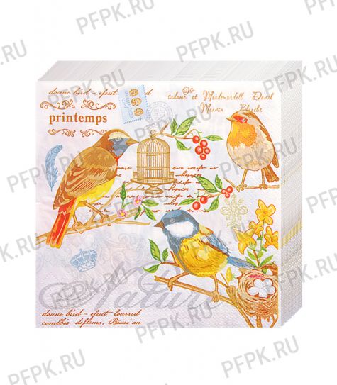 Салфетки бум. DESNA BOUQUET 33х33, 3-сл.,с рис. (20 листов) Птицы [12/12]