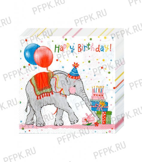 Салфетки бум. DESNA BOUQUET 33х33, 3-сл.,с рис. (20 листов) День Рождения слона [12/12]