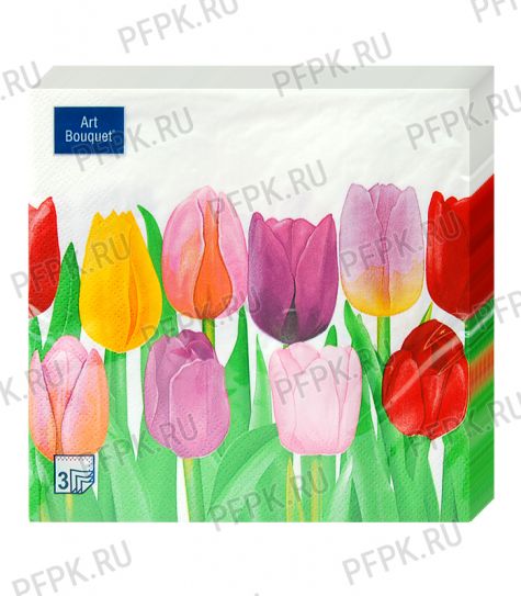 Салфетки бум. DESNA BOUQUET 33х33, 3-сл.,с рис. (20 листов) Море тюльпанов [12/12]