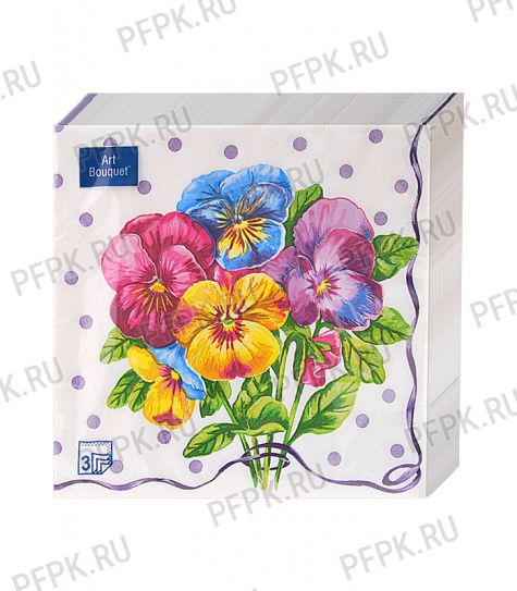 Салфетки бум. DESNA BOUQUET 33х33, 3-сл.,с рис. (20 листов) Анютины глазки [12/12]