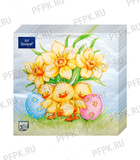 Салфетки бум. DESNA BOUQUET 33х33, 3-сл.,с рис. (20 листов) Пасха.Пасхальные утята [12/12]