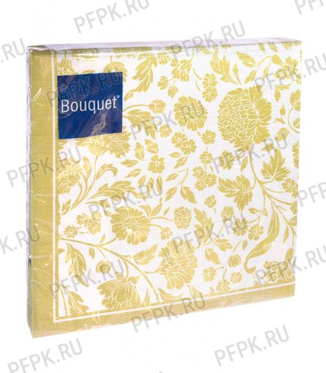 Салфетки бум. DESNA BOUQUET 33х33, 3-сл.,с рис. (20 листов) Анжелика Золото на белом [12/12]