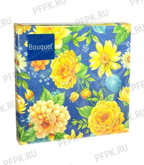 Салфетки бум. DESNA BOUQUET 33х33, 3-сл.,с рис. (20 листов) Желтые цветы [12/12]