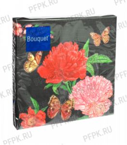 Салфетки бум. DESNA BOUQUET 33х33, 3-сл.,с рис. (20 листов) Роскошные пионы на ч..