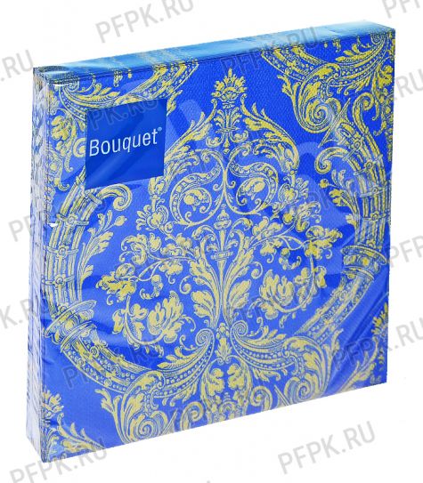 Салфетки бум. DESNA BOUQUET 33х33, 3-сл.,с рис. (20 листов) Royal (золото) на синем [12/12]