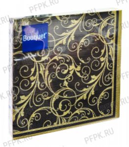 Салфетки бум. DESNA BOUQUET 33х33, 3-сл.,с рис. (20 листов) Очарование на черном..