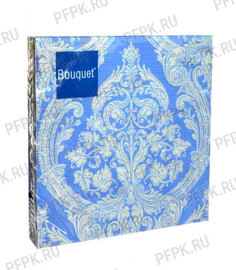 Салфетки бум. DESNA BOUQUET 33х33, 3-сл.,с рис. (20 листов) Royal (серебро) на синем [12/12]