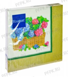 Салфетки бум. DESNA BOUQUET 33х33, 3-сл.,с рис. (20 листов) Гортензия [12/12]