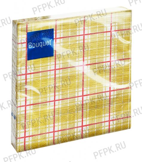 Салфетки бум. DESNA BOUQUET 33х33, 3-сл.,с рис. (20 листов) Клетка золотая [12/12]