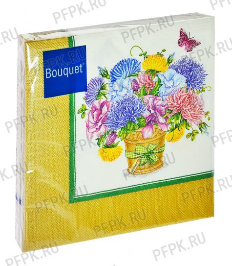 Салфетки бум. DESNA BOUQUET 33х33, 3-сл.,с рис. (20 листов) Скатерть с камелиями.Золотой [12/12]