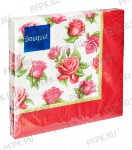Салфетки бум. DESNA BOUQUET 33х33, 3-сл.,с рис. (20 листов) Скатерть с красными ..