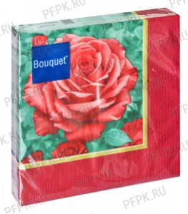 Салфетки бум. BOUQUET 33х33, 3-сл.,с рис. (20 листов) Прекрасная роза [12/12]