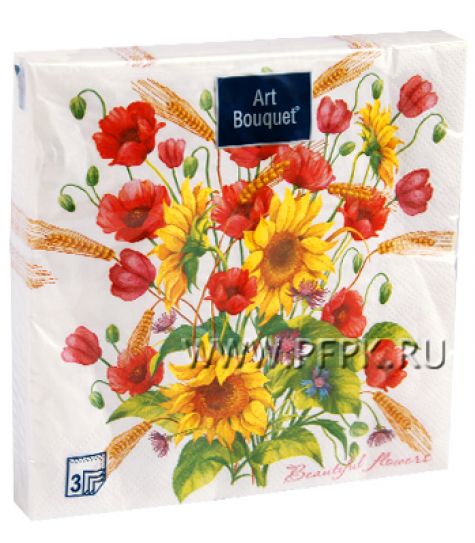Салфетки бум. DESNA BOUQUET 33х33, 3-сл.,с рис. (20 листов) Солнечный букет [12/12]