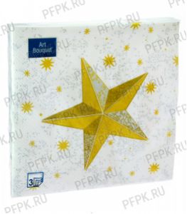 Салфетки НГ бум. DESNA BOUQUET 33х33, 3-сл.,с рис. (20 листов) Золотая звезда [12/12]