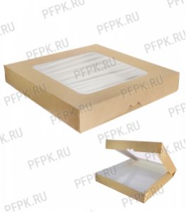 Коробка бум. V2500мл 260х260мм h40мм крафт (с окном) OSQ TABOX PRO 2500K [150/150]