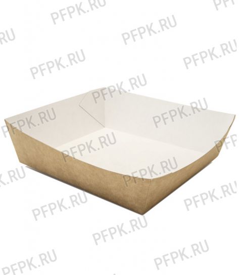 Лоток бум. для закусок 550мл, 139х139мм h40мм крафт (квадратный) [400/400]