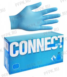 Перчатки нитриловые ЧЗ голубые медицинские одноразовые (уп. 200 шт/100 пар) S-CONNECT ULTRA [1/10]