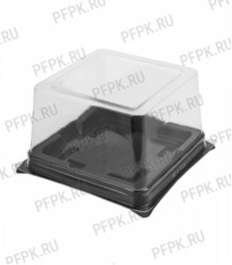 Тортница прям. 107x107мм ПР-Т-138 ДНО черная (без крышки) ПЭТ [1/300]