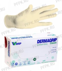 Перчатки латексные смотровые DERMAGRIP CLASSIC (уп. 100 шт.) XS [1/10]