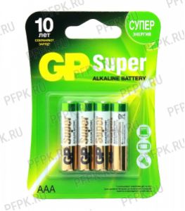 Батарейки GP Super LR3 (ААА) алкалин (спайка 4 шт) [96/384]