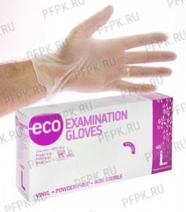 Перчатки виниловые ECO EXAMINATION GLOVES (уп. 100шт./50пар) L (VPF 003) [1/10]