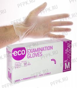 Перчатки виниловые ECO EXAMINATION GLOVES (уп. 100шт./50пар) M (VPF 002) [1/10]