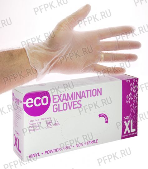 Перчатки виниловые ECO EXAMINATION GLOVES (уп. 100шт./50пар) XL (VPF) [1/10]