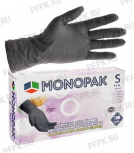Перчатки нитриловые черные MONOPAK (уп. 100шт./50пар) S [1/20]