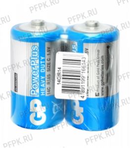 Батарейки GP PowerPlus R14 (C) солевые (спайка 2 шт) [24/480]