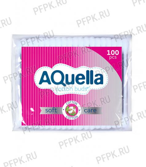 Ватные палочки AQUELLA (пакет 100 шт) Алоэ [1/120]