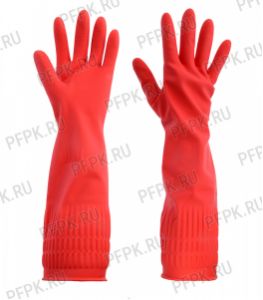 Перчатки резиновые хозяйственные с хлопковым напылением с удлиненной манжетой XL (402-941) [12/60]