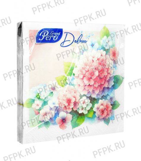 Салфетки бум. GRAND PERO DELUXE 33х33, 3-сл.,с рис. (20 листов) Гортензия [12/12]