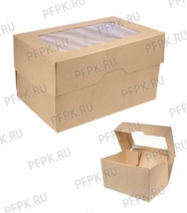 Коробка бум. V1200мл 150х100мм h85мм крафт (с окном) OneBox 1200/b [25/250]