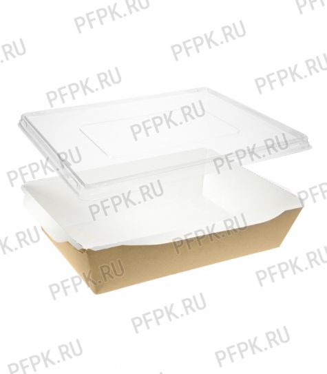 Емкость бум. V1000мл V2 крафт/белая (с крышкой) [50/150]