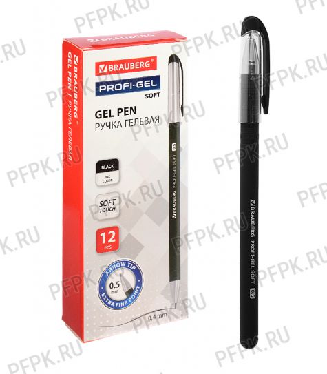 Ручка гелевая BRAUBERG Profi-Gel SOFT 0.5мм Черная (144-129) [12/1728]