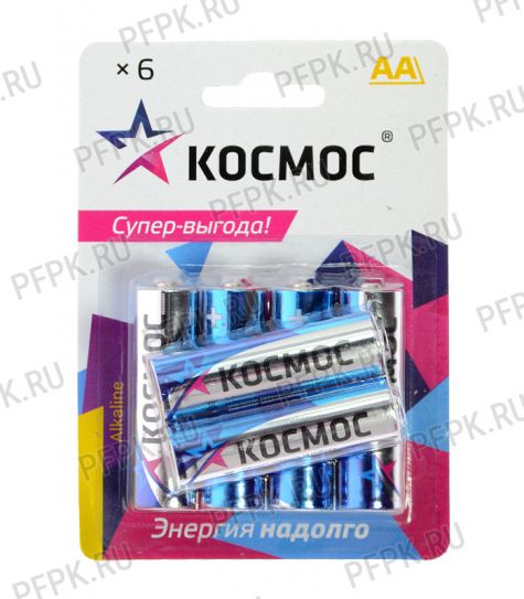 Батарейки КОСМОС LR6 (АА) алкалин (блистер 6 шт) [72/432]