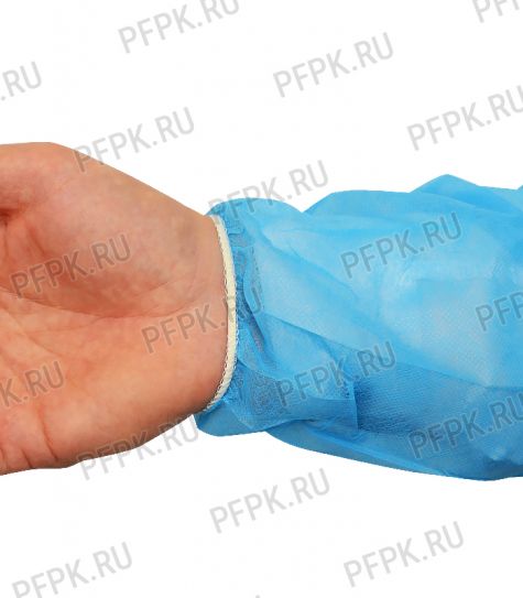 Халат одноразовый на липучках, рукав на резинках.120 см [уп. 10 шт.] Голубой (402-968) [1/10]