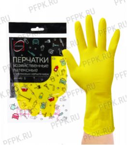 Перчатки латексные хозяйственные с хлопковым напылением КОНТИНЕНТПАК S [12/240]