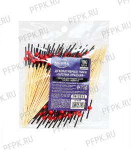 Пики для канапе БУСИНА КРАСНАЯ 12см (100 шт. в уп.) AVIORA (491-048) [1/50]