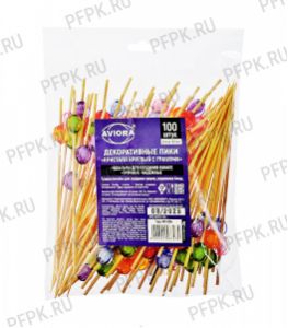 Пики для канапе КРИСТАЛЛ КРУГЛЫЙ С ГРАНЯМИ 12см (100 шт. в уп.) AVIORA (491-054) [1/50]