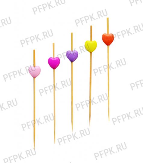 Пики для канапе СЕРДЦА РАЗНОЦВЕТНЫЕ 9см (100 шт. в уп.) AVIORA (491-057) [1/50]