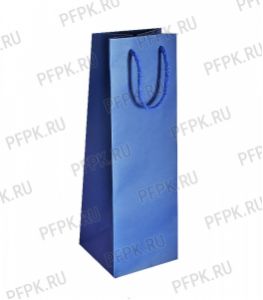 Сумочка бумажная под бутылку 120х360х120 МЕГА (SPB) SPB25 Blue [10/200]