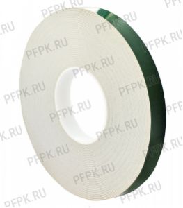 Клейкая лента двухсторонняя вспененная 19х25 (Зеленый лайнер) Белая, Хотмелт [1/11]