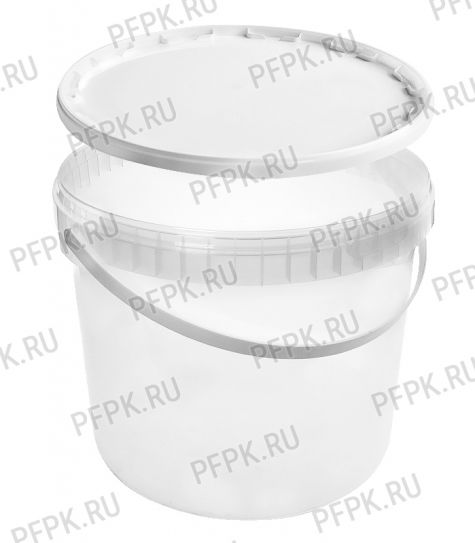 Ведро 11,3л, д-р 290 мм (с крышкой) Прозрачное с белой крышкой [1/15]